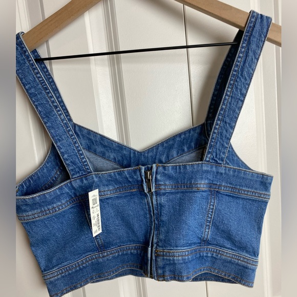 Madewell Cotton-Hemp Denim Supercrop Tank Top in Gabler Wash - Picture 11 of 15